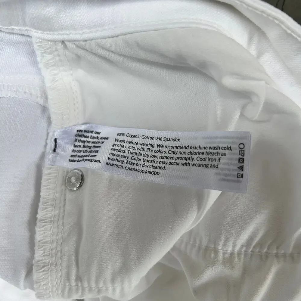 Eileen Fisher System White Jeans Slim Ankle Denim Size 12